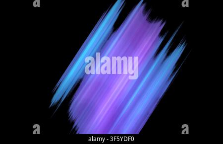 Ein abstrakter Hintergrund zeigt lebendige blaue und violette Lichtstreifen mit einem Bewegungsunschärfeeffekt, vor einem dunklen Hintergrund. Stockfoto