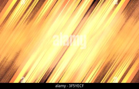 Abstrakter Hintergrund mit diagonalen Streifen aus goldgelbem Licht und einer körnigen, texturierten Überlagerung, der eine warme und energetische Atmosphäre schafft. Stockfoto
