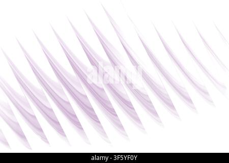 Ein minimalistischer abstrakter Hintergrund mit einer Reihe sich wiederholender, weicher lila diagonaler Wellenformen, die ein Gefühl von Tiefe und rhythmischem Fluss erzeugen. Stockfoto