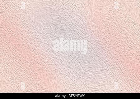 Ein hochauflösender abstrakter Hintergrund mit einer wirbelnden, fellartigen oder faserigen Textur und einem weichen Farbverlauf in Pastellrosa und Weißtönen. Stockfoto