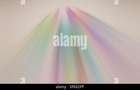 Abstrakter Hintergrund mit weichen pastellfarbenen Lichtstrahlen, die von der oberen Mitte ausstrahlen und eine sanfte und ätherische Atmosphäre erzeugen. Stockfoto