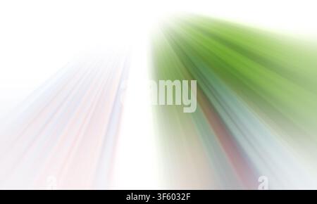 Ein dynamischer abstrakter Hintergrund mit Streifen aus weichem grünem Licht, die von oben ausstrahlen und ein Gefühl von Geschwindigkeit und Bewegung erzeugen. Stockfoto
