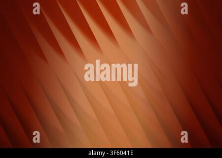 Ein minimalistischer abstrakter Hintergrund mit einer Reihe sich wiederholender, warmer orangefarbener diagonaler Wellenformen, die ein Gefühl von Tiefe und rhythmischem Fluss erzeugen. Stockfoto