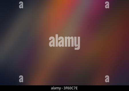 Ein lebendiger Hintergrund mit einem warmen Farbverlauf aus Orange, Rot und dunklen Violetttönen, veredelt durch eine mattierte Glastextur für einen raffinierten Look. Stockfoto