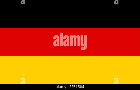 Deutsche Nationalflagge mit offiziellen horizontalen Dreifarbstreifen Stock Vektor