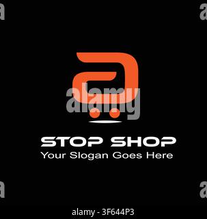 Stop Shop Logo Vektor Modernes Buchstabe S Einkaufswagen Monogramm Symbol Minimalistisches E-Commerce Online-Shop Markt Einzelhandel Tech Branding Identität Design Stock Vektor
