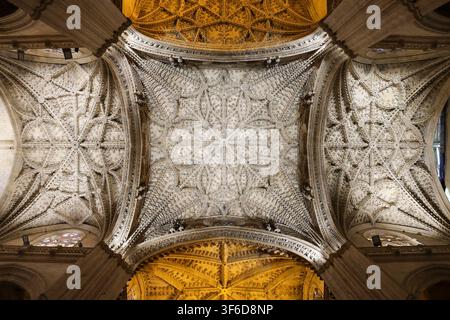Sevilla, Andalusien, Spanien - 15. Juli 2026: Rippengewölbe der Kathedrale von Sevilla, Andalusien, Spanien Stockfoto