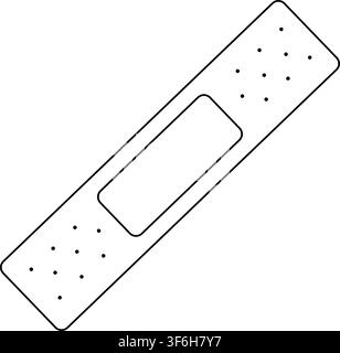 Klebeplaster . Medizinisches Pflaster Apotheken-Symbol handgezeichnete Illustration. Vektor-Grafik-Linienkunst. Banner, Poster, Verpackungspapier, Aufkleber, Druck, Mode Stock Vektor