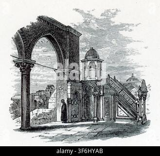 Ansicht in der Moschee von Omar. Aus der Illustrierten Nationalen Familienbibel mit den Kommentaren von Scott und Henry. Herausgegeben von Rev. John Eadie D.D.L.L.D., Professor für biblische Literatur an der Vereinigten Presbyterianischen Kirche, veröffentlicht um 1890. Stockfoto