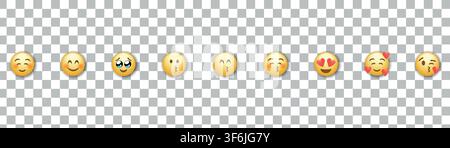 Vinnitsiya. Ukraine. 02. 03. 2025: Emoji-Symbol-Set. Hände. Lächeln-Sammlung. Lustiger Cartoon. Soziale Medien. Emotionen. Hübsche Emoticon-Gesichter mit Gesichtsausdruck Stock Vektor