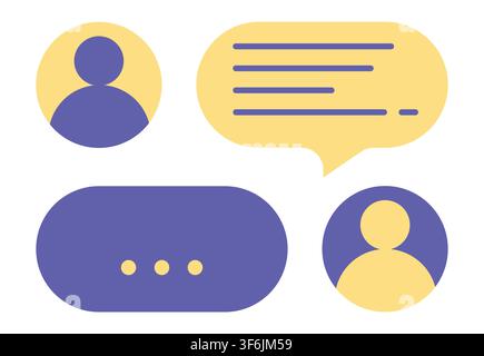 Sprechblasen-Symbolzeichen auf Social-Media-Symbol isoliert. Satz von Sprechblase, Comic-Aufkleber, Chat-Box Stock Vektor