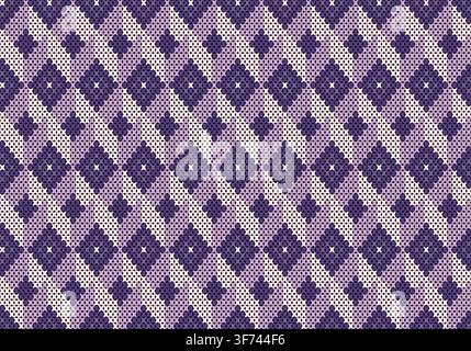 Nahtlose Strickmuster. Geometrisches Strickgarnmuster zum Umwickeln. Farbenfrohe Baumwoll-Textil- und Seidenmuster für Hintergrund und Tapeten. Stockfoto
