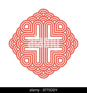 Asiatisches geometrisches Diamant-Monogramm-Logo, traditionelles orientalisches Siegel-Emblem Stock Vektor