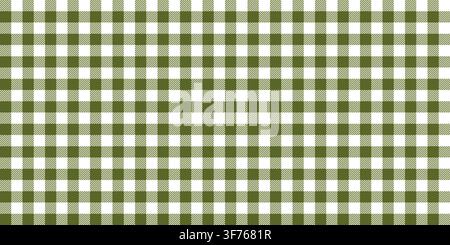 Nahtloser Olivgrüner Gingham-Druck, kariertes Muster. Vichy-Texturhintergrund mit Voll- und Schrägstrichquadraten für Mode, Textilien, Stoffdesign, Tischcl Stock Vektor
