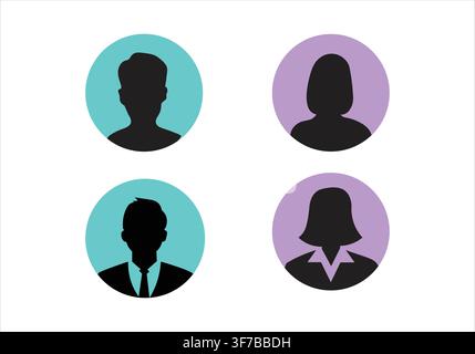 professionelle Benutzerprofil-Avatar-Ikonen-Set - Geschäftsmenschen und Identitäts-Silhouetten-Vektor Stock Vektor