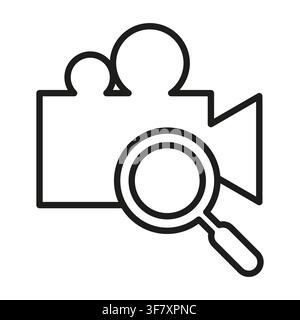 Videokamera-Aufnahmevergrößerungs-Vektor-Symbol mit Linienkunst. Es visualisiert die Suche nach der Filmproduktion. eps 10 Stock Vektor