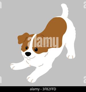 Einfache und niedliche flache Farbillustration eines verspielten Jack-Russell-Terriers Stock Vektor