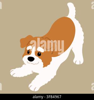 Einfache und niedliche Illustration eines Fox Terriers, der verspielt flach koloriert ist Stock Vektor