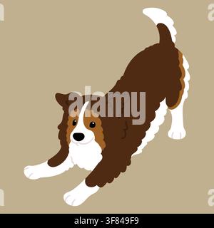 Einfache und niedliche Illustration eines Shetland Sheepdogs, der verspielt flach koloriert ist Stock Vektor