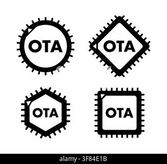 OTA-Over-The-Air-Update-Konzept-Chip-Symbole Stock Vektor
