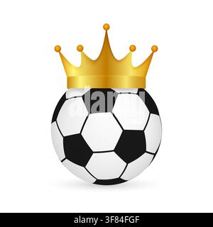 Fußball-Soccerball mit goldenem Kronen-Gewinnerkonzept Stock Vektor