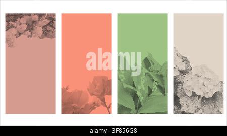 Vintage Frühlingsblumen-Halbtont-Punkttextur-Poster Stock Vektor