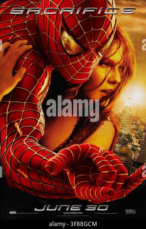 Spider-Man 2 Poster  Spiderman  Tobey Maguire & Kirsten Dunst Stockfoto