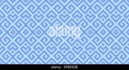 Blauer Ikat-Muster-Vektorhintergrund, geometrisches ethnisches griechisches Ornament für Textilgewebe und Tapetendruck. Vektorhintergrund Stock Vektor