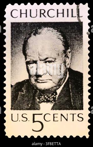 US-Kommunikationsmarke von 1965 zum Gedenken an Sir Winston Churchill Stockfoto