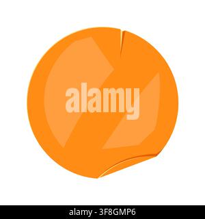 Papiernote orange zerknitterter Aufkleber. Rahmen oder Hintergrund für Erinnerung. Stock Vektor