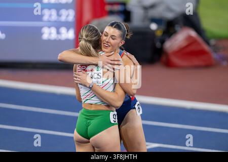Amy HUNT (200m Frauen) von Großbritannien und Nordirland nach dem 200m-Halbfinale der Leichtathletik-Europameisterschaften Birmingham 2026 im Alexander Stadium, Birmingham, England. Bildnachweis: Mark Dunn Photography Stockfoto