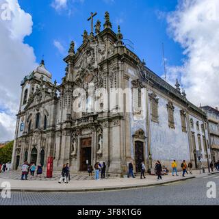 Außenansicht der Igreja do Carmo, barock/rokokoarchitektur, Oporto, Porto, Portugal Stockfoto