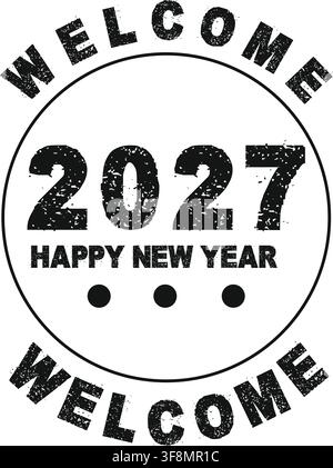 Bearbeitbarer 2027 Neujahrsabzeichen-Vektor für Grußkarten, Poster, Einladungen und Feiertagsmarketing Stock Vektor