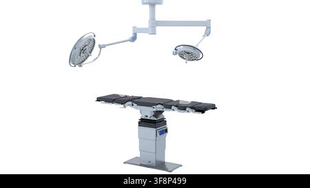 Professioneller medizinischer Operationstisch und chirurgische Schialylampe. Hochwertig Stockfoto