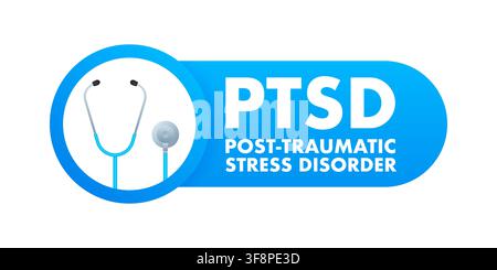 PTBS-Konzept mit Stethoskop als Repräsentation der medizinischen Diagnose Stock Vektor