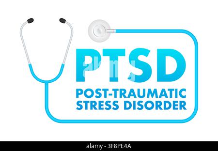 PTBS-Konzept mit Stethoskop und medizinischer Diagnose Stock Vektor