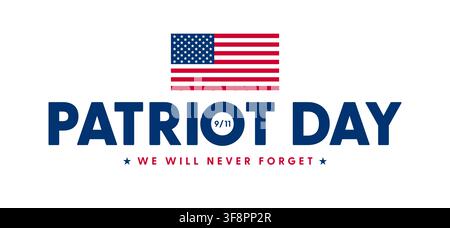 USA Patriot Day Typografie-Logo, September 11 Text-Banner Stock Vektor