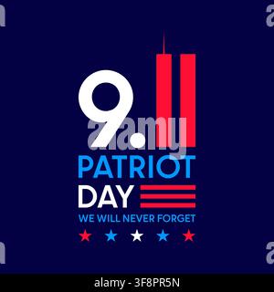 9 11 Text-Logo, Patriot Day-Typografie, Posterdesign Stock Vektor