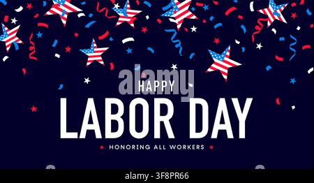 Froher Labor Day, Festlichkeits-Hintergrund, USA-Feiertags-Banner Stock Vektor