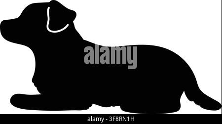 Einfache Silhouette eines Jack Russell Terriers, der sich hinlegt Stock Vektor