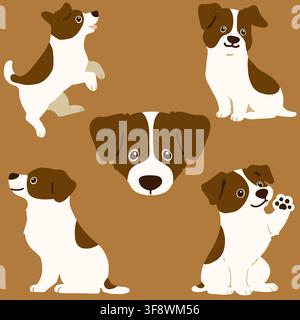 Jack Russell Terrier flach eingefärbtes Set Stock Vektor