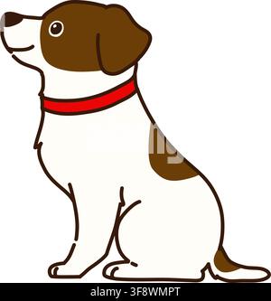 Jack-Russell-Terrier-Welpe sitzt seitlich Stock Vektor
