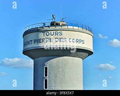 Château d'eau (Wasserturm), gebaut, um Wasser für die Eisenbahnbauarbeiten in Saint-Pierre des Corps, Tours, Indre-et-Loire (37), Frankreich zu liefern. Stockfoto