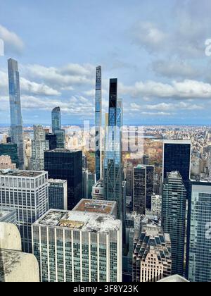 Manhattan-Skyline mit Central Park im Hintergrund, New York, USA Stockfoto