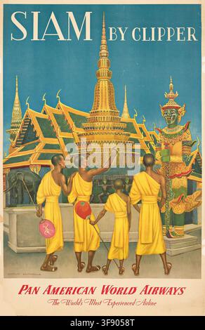 Siam von Clipper. Pan American World Airways. Museum: PRIVATSAMMLUNG. Autor: Charles Baskerville. Stockfoto