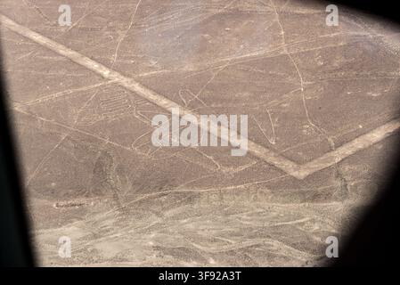 Luftbild der antiken Nazca-Geoglyphen, Peru Stockfoto