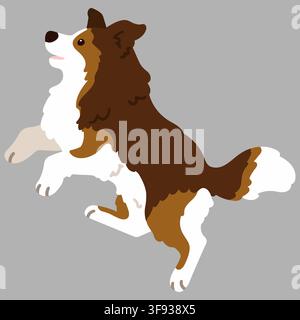 Einfarbiger einfacher Shetland Sheepdog, der in Seitenansicht springt Stock Vektor