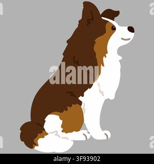 Einfarbiger, schlichter Shetland Sheepdog in Seitenansicht sitzend Stock Vektor