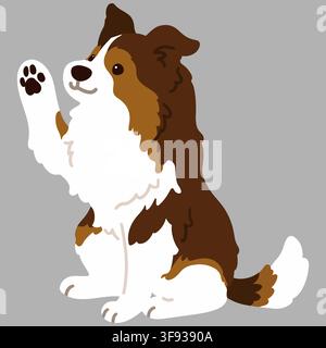 Einfarbiger, schlichter Shetland Sheepdog sitzt und winkt Stock Vektor