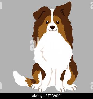 Einfarbiger einfacher Shetland Sheepdog im Vorderansicht-Sitz Stock Vektor